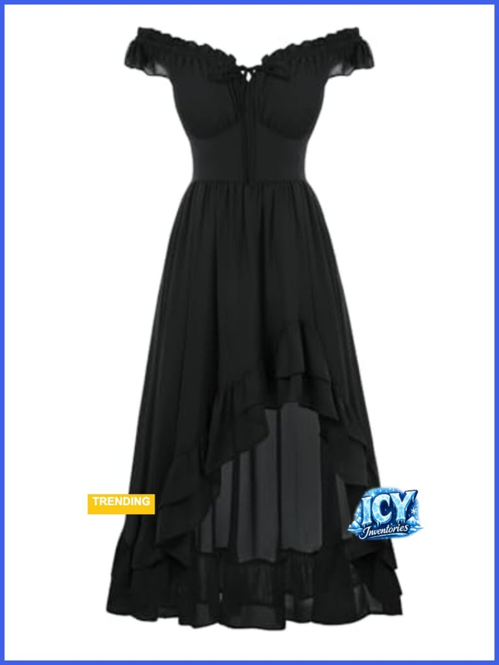 Renaissance Corset Dress Off Shoulder Chiffon Sundress High Low Ruffle